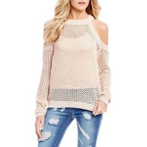 Chelsea & Violet Cold Shoulder Open Weave Sweater